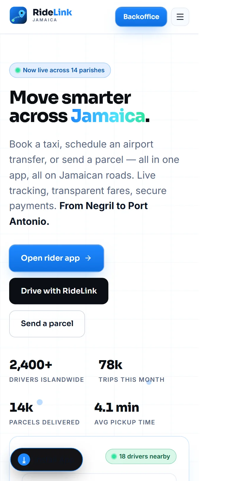 RideLink Jamaica rider app on mobile